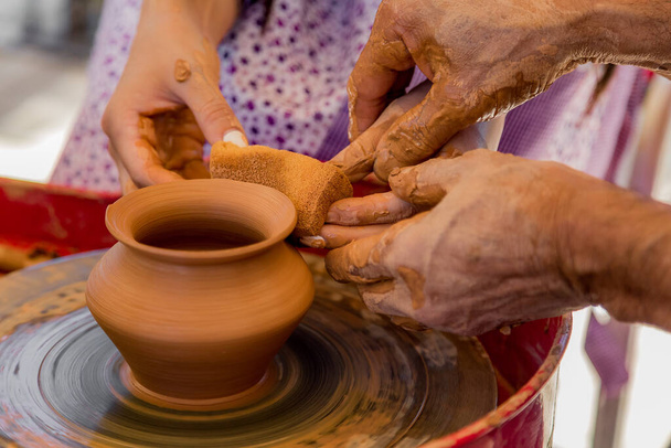 pottery art creation of pot of clay - Photo, Image