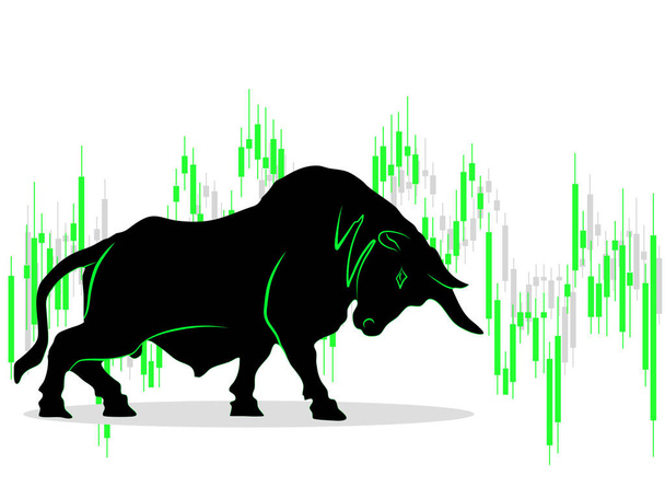 Býčí trh, na kterém se očekává zvýšení ceny cenných papírů - Vektor, obrázek