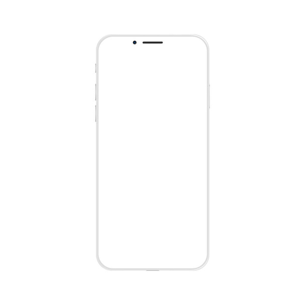 New modern smart phone mockup isolated on white. Cellphone mobile template. Vector illustration - Vector, imagen