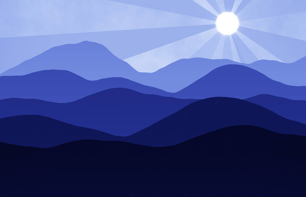  βουνά λόφους τοπίο με ηλιοβασίλεμα - Φωτογραφία, εικόνα