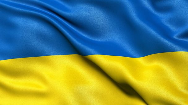 Illustration 3D du drapeau de l'Ukraine agitant le vent
. - Photo, image