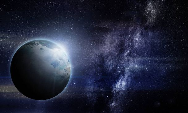 disegno astratto dello spazio, immagine 3d, pianeta nello spazio nello splendore delle stelle, eclissi, immagine di sfondo
 - Foto, immagini