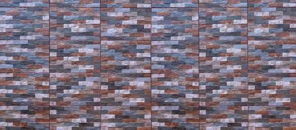Tiles with pattern of facing stones - detail of a wall as panorama - Photo, Image