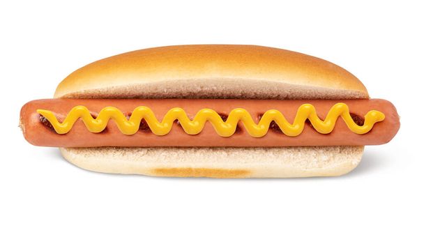 Hot dog with mustard isolated on white background. - Photo, Image