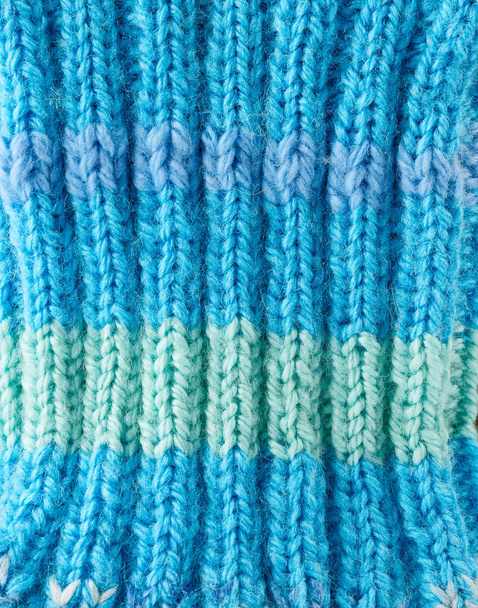 Blauwe textuur, volledig frame, warme kleding, close up - Foto, afbeelding