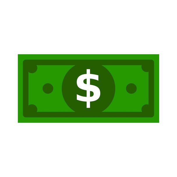 Зеленая валюта США. Знак векторного доллара, иконка денежного доллара - символ векторной купюры
. - Вектор,изображение
