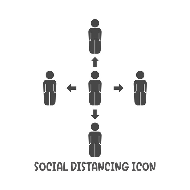 Icône de distanciation sociale silhouette simple illustration vectorielle de style plat sur fond blanc
. - Vecteur, image