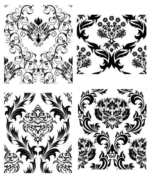 Seamless damask patterns set - Vector, Image