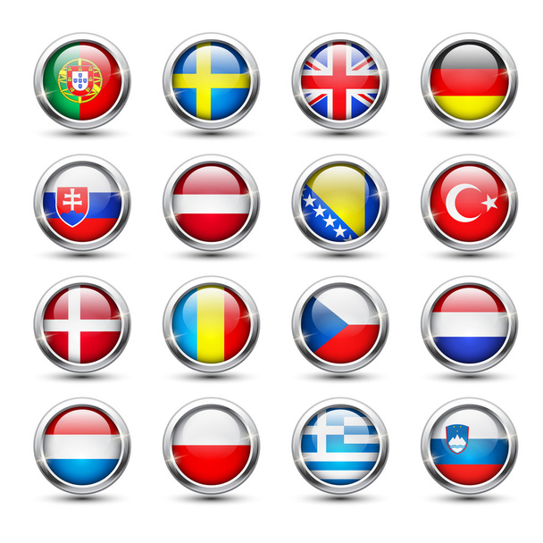 World flag glass icons - Vetor, Imagem