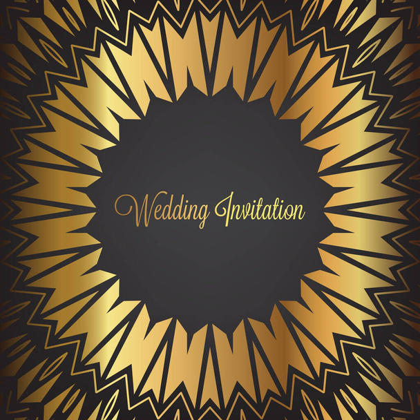結婚式の招待状の背景。黄金と銀の曼荼羅のベクトル図で - ベクター画像
