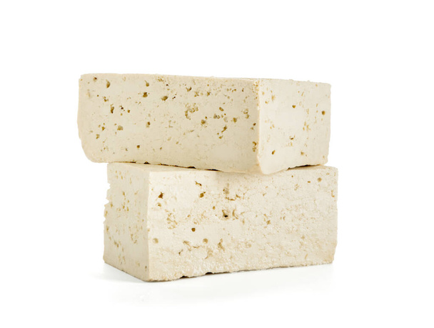 Tasty tofu cheese on white background - Photo, Image