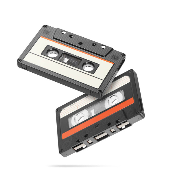 Two old audio tape compact cassettes isolated on white background - Foto, Imagem