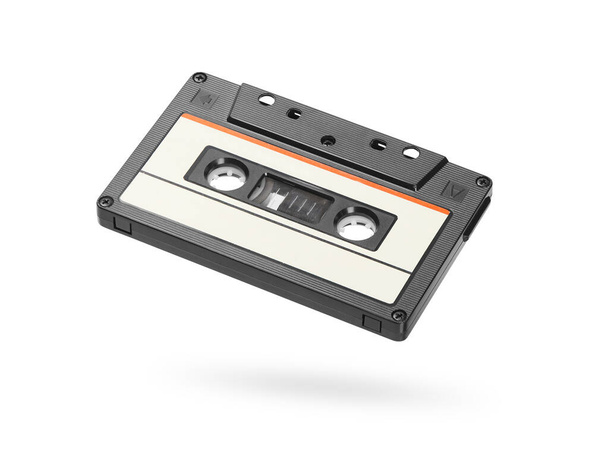 Old audio tape compact cassette isolated on white background with clipping path - Foto, Imagem