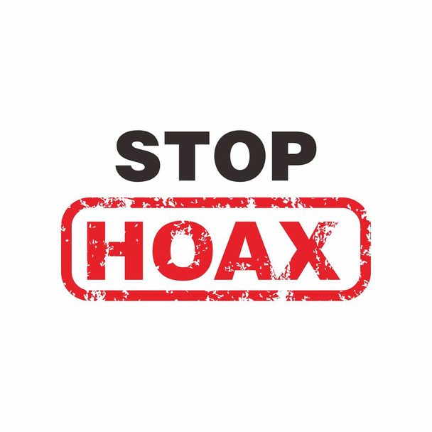 Stop Hoax Etikettenstempel Illustration, Red Grunge Hoax oder Fake News Poster Sign Template Vektor - Vektor, Bild