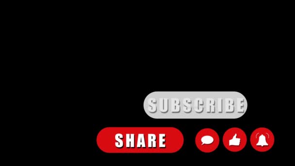 Subscribe, Bell, Share, Commentaar, zoals Button Animation Clip met transparante achtergrond - Video