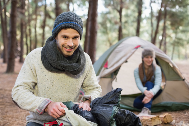 Young couple camping in the wilderness - Foto, Imagem