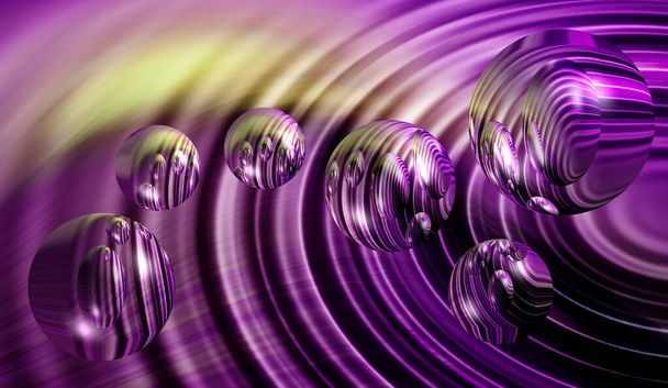 水の波紋を持つ未来的な3D球 - 写真・画像