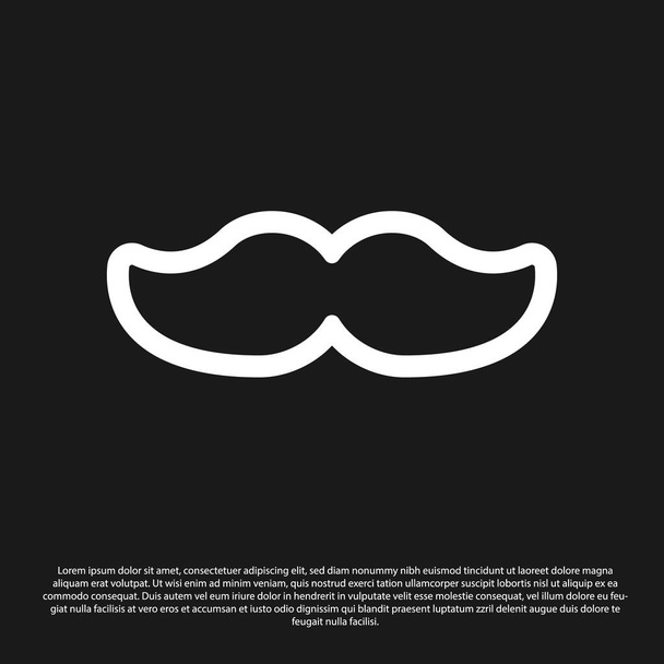 Black Mustache icon isolated on black background. Barbershop symbol. Facial hair style.  Vector Illustration - Vector, Image