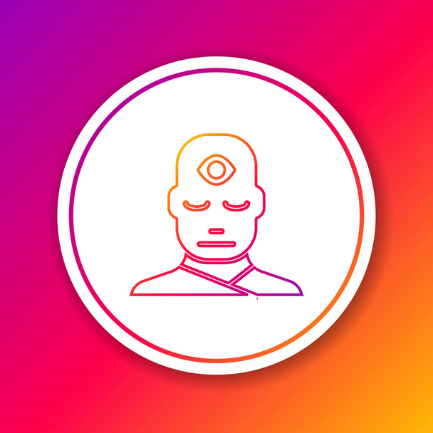 Color line Man with third eye icon isolated on color background. The concept of meditation, vision of energy, aura. Circle white button. Vector Illustration - Vector, Image
