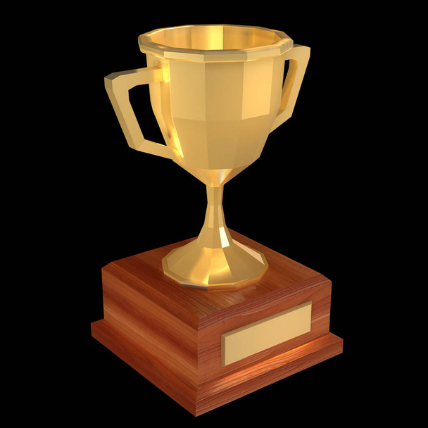 Winner trophy gold low poly cup. - Foto, afbeelding