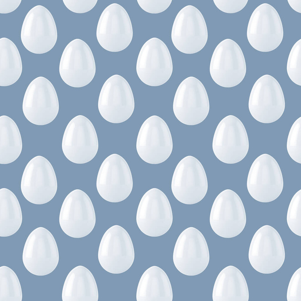 White easter eggs seamless pattern background. 3d illustration - Foto, Imagem