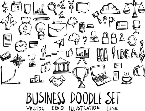 Σύνολο των επιχειρήσεων doodle εικονογράφηση Χέρι που σχεδιάζεται διάνυσμα γραμμή σκίτσο - Διάνυσμα, εικόνα