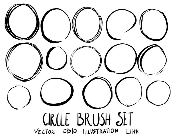 Set of circle brush doodle illustration Hand drawn Sketch line vector - Vector, imagen