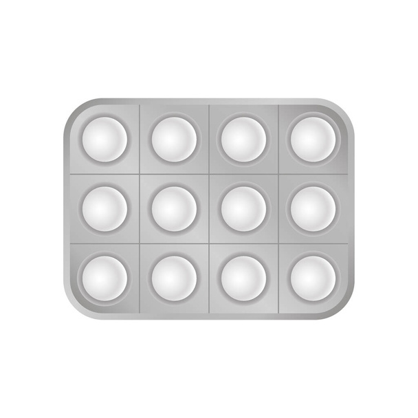 Virus weiße Pille Tablette medizinische Hilfe Symbolvektor - Vektor, Bild
