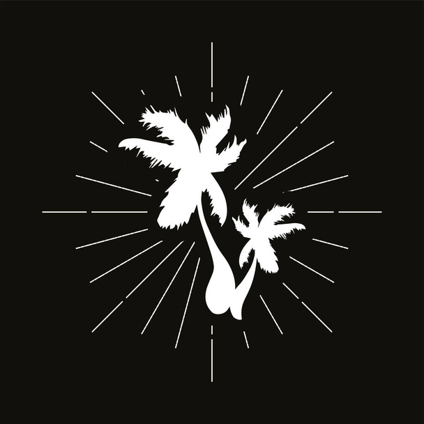 Ретро-пальмовый силуэт логотип. Тропический знак и винтажный логотип. Иконка экзотического дерева. Символ отпуска. Вектор - Вектор,изображение