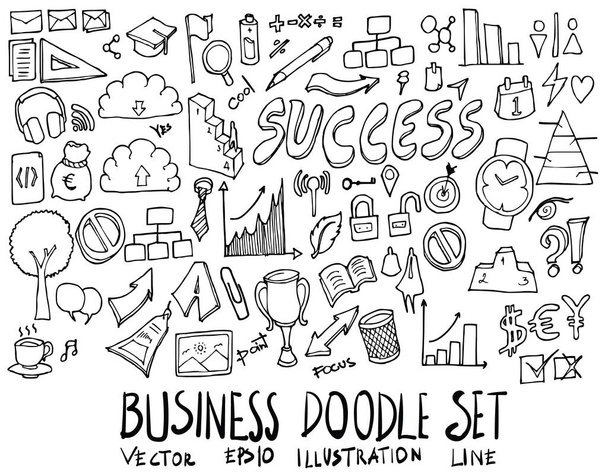 Set of Business illustration Hand drawn doodle Sketch line vector - Vector, Image
