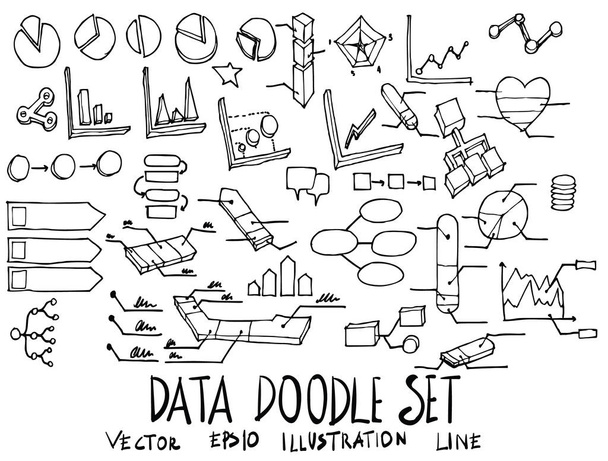 Conjunto de datos ilustración dibujado a mano doodle Sketch línea vector
 - Vector, imagen