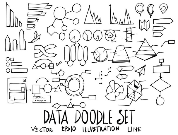 Set of Data illustration Hand drawn doodle Sketch line vector - Vector, Image