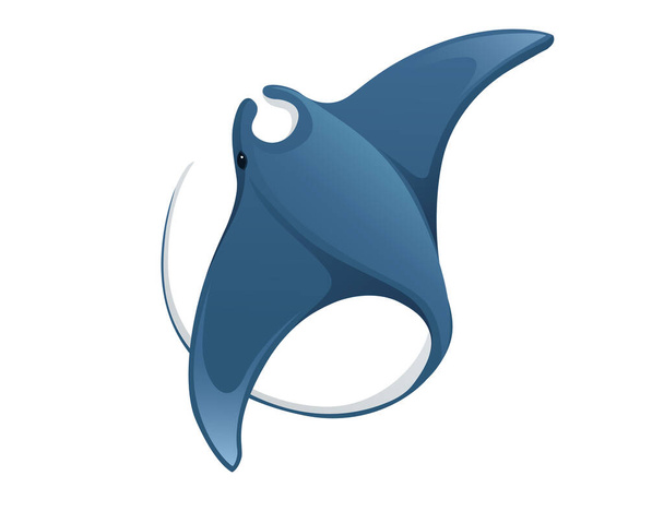 Manta ray vedenalainen jättiläinen eläin siivet yksinkertainen sarjakuvahahmo suunnittelu tasainen vektori kuva eristetty valkoisella pohjalla
. - Vektori, kuva