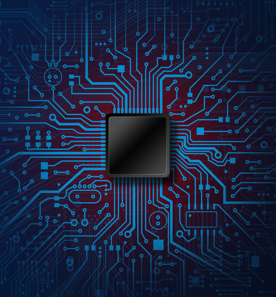 Integrated communication processor on motherboard, blank space for design. Illustration - Photo, Image