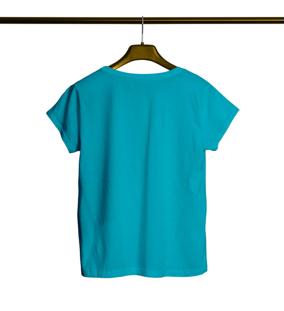 Présentez votre design impressionnant ou logo avec ce T-shirt femme à manches courtes avec cintre en couleur bleu sous-marin
. - Photo, image