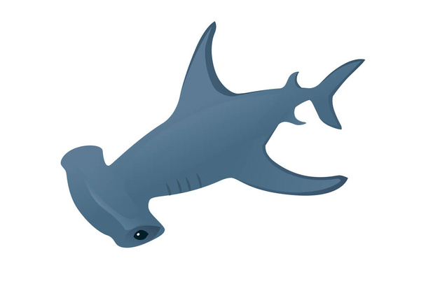 Σφυροκέφαλος καρχαρίας υποβρύχιος γίγαντας ζώων απλό σχέδιο χαρακτήρων κινουμένων σχεδίων επίπεδη διανυσματική απεικόνιση απομονωμένη σε λευκό φόντο. - Διάνυσμα, εικόνα