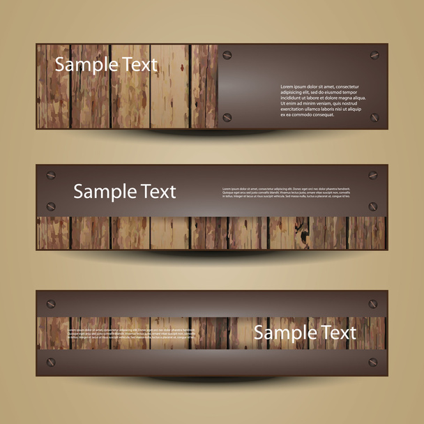 banner ή κεφαλίδα σχέδια με ξύλινη επιφάνεια - Διάνυσμα, εικόνα