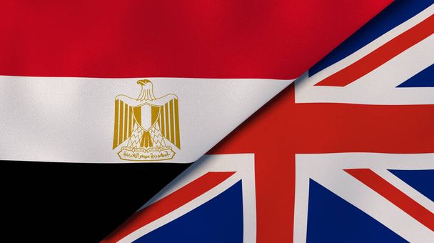 Флаги двух государств Египта и Великобритании. Высококачественный бизнес-фон. 3d иллюстрация
 - Фото, изображение