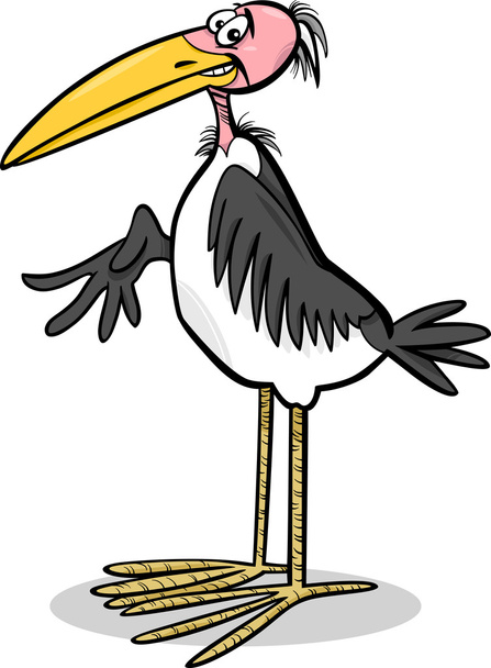 marabou bird cartoon illustration - Vetor, Imagem