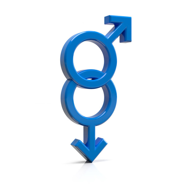 Eşcinsel sembolü 3D çizim. Beyaz arka planda izole edilmiş altın gay sembolü. - Fotoğraf, Görsel