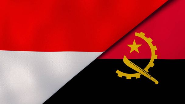Dos Estados banderas de Indonesia y Angola. Fondo de negocio de alta calidad. ilustración 3d
 - Foto, imagen