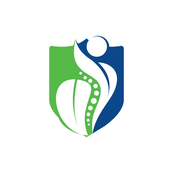 Chiropractic Logo Design Vector illusztráció. Fájdalom Logó. Gerincápolási logó. Csont, ortopéd, Chiropraxis Wellness Központ. - Vektor, kép