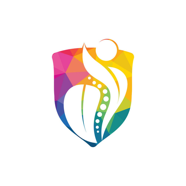 Chiropratica Logo Design Illustrazione vettoriale. Logo del dolore. Logo cura della colonna vertebrale. Osso, Ortopedico, Centro Benessere Chiropratico
. - Vettoriali, immagini