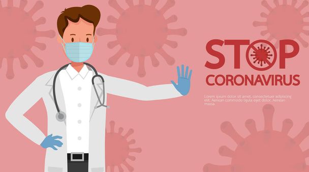 Doctor wear medical mask. Coronavirus quarantine concept character vector design - Vector, Image