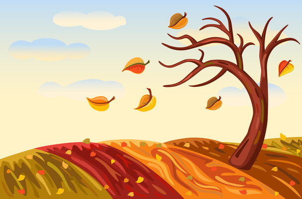 豊富な黄金の秋の風景 - ベクター画像