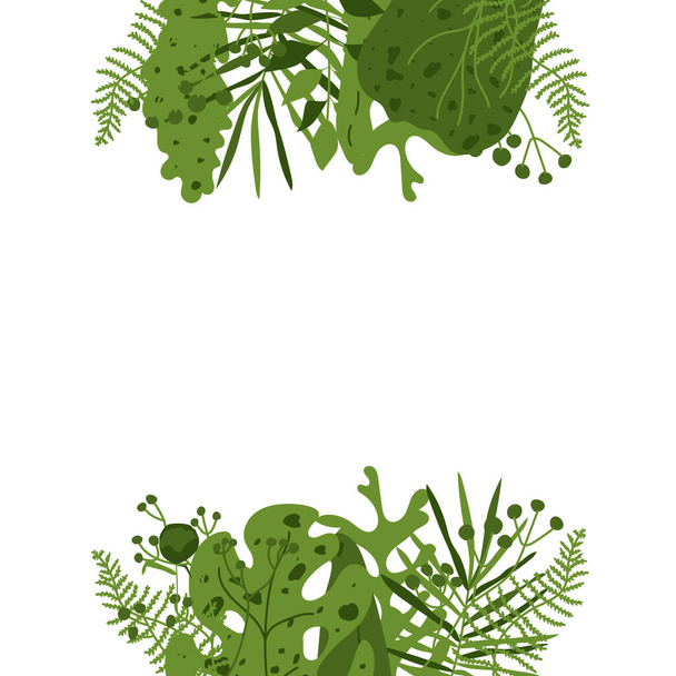 Tropik yeşil yaprak palmiye çerçeve pankartı boş vektör - Vektör, Görsel
