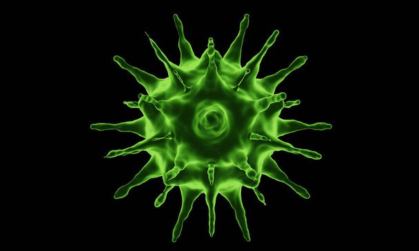 Абстрактні бактерії або клітини вірусу у сферичній формі з довгими антенами. Криза вірусу Корона. Пандемічна або вірусна інфекція - 3D Рендерінг. - Фото, зображення