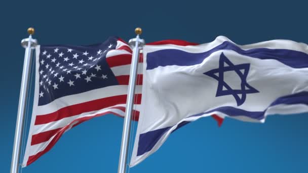 4k Kesintisiz Amerika Birleşik Devletleri ve İsrail Bayrakları arka plan, Abd Isr II. - Video, Çekim