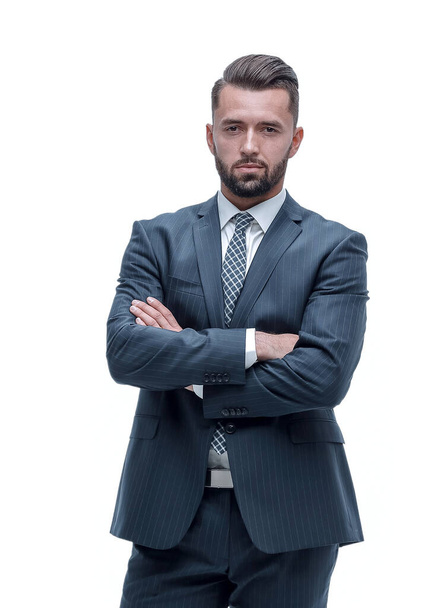 in full growth. businessman arms folded - Foto, imagen