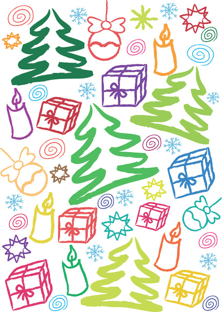 クリスマスのアイコンと色のベクトルの背景 - ベクター画像